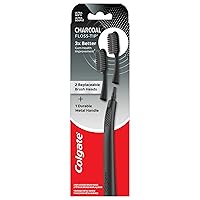 Colgate Keep Charcoal Replaceable Head Toothbrush Starter Kit, 2 Brush Heads