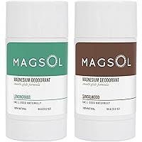 MAGSOL Natural Deodorant for Men & Women - Mens Deodorant with Magnesium - Perfect for Ultra Sensitive Skin, Aluminum Free Deodorant for Women, Baking Soda Free (2 Pack: Lemongrass & Sandalwood)