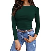 Y2k Tee Long Sleeve Tops Women Fitted Tight Shirt Basic Going Out Crop Tops Crew Neck Skinny T Shirt
