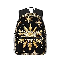 Golden Christmas Snowflake Print Backpack Lightweight,Durable & Stylish Travel Bags, Sports Bags, Men Women Bags