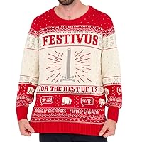 Seinfeld Festivus For The Rest Of Us Pole Cream Ugly Christmas Sweater, Long Sleeve (Adult Large)