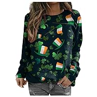 St. Patrick's Day T-Shirt Women Green Day Shirt Turtleneck Long Sleeve Tops Basic Sweatshirts for Women