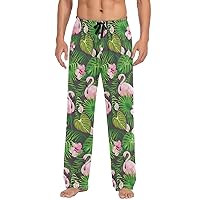 ALAZA Men's Pink Flowers and Flamingo Sleep Pajama Pant