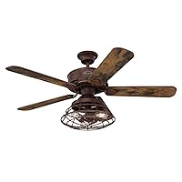 Westinghouse 7220500 Barnett 48-Inch Barnwood Indoor, Dimmable LED Light Kit with Cage Shade, Remote Control Included Ceiling Fan