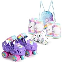 SULIFEEL Kids Adjustable Beginner Roller Skates for Gilrs and Boys Age 2-5 Years Old Dazzling Purple