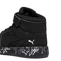 PUMA Rebound Layup Mid Hook and Loop Sneaker, Black Black, 1.5 US Unisex Little Kid