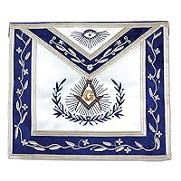 Master Mason with Embroidered Border Masonic Apron - [Blue & White]