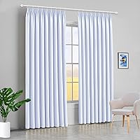 Double Pinch Pleated Blackout Extra Wide Window Curtain Panel and Drapes (Pure White, 72 Inch by 96 Inch- 1 Panel)