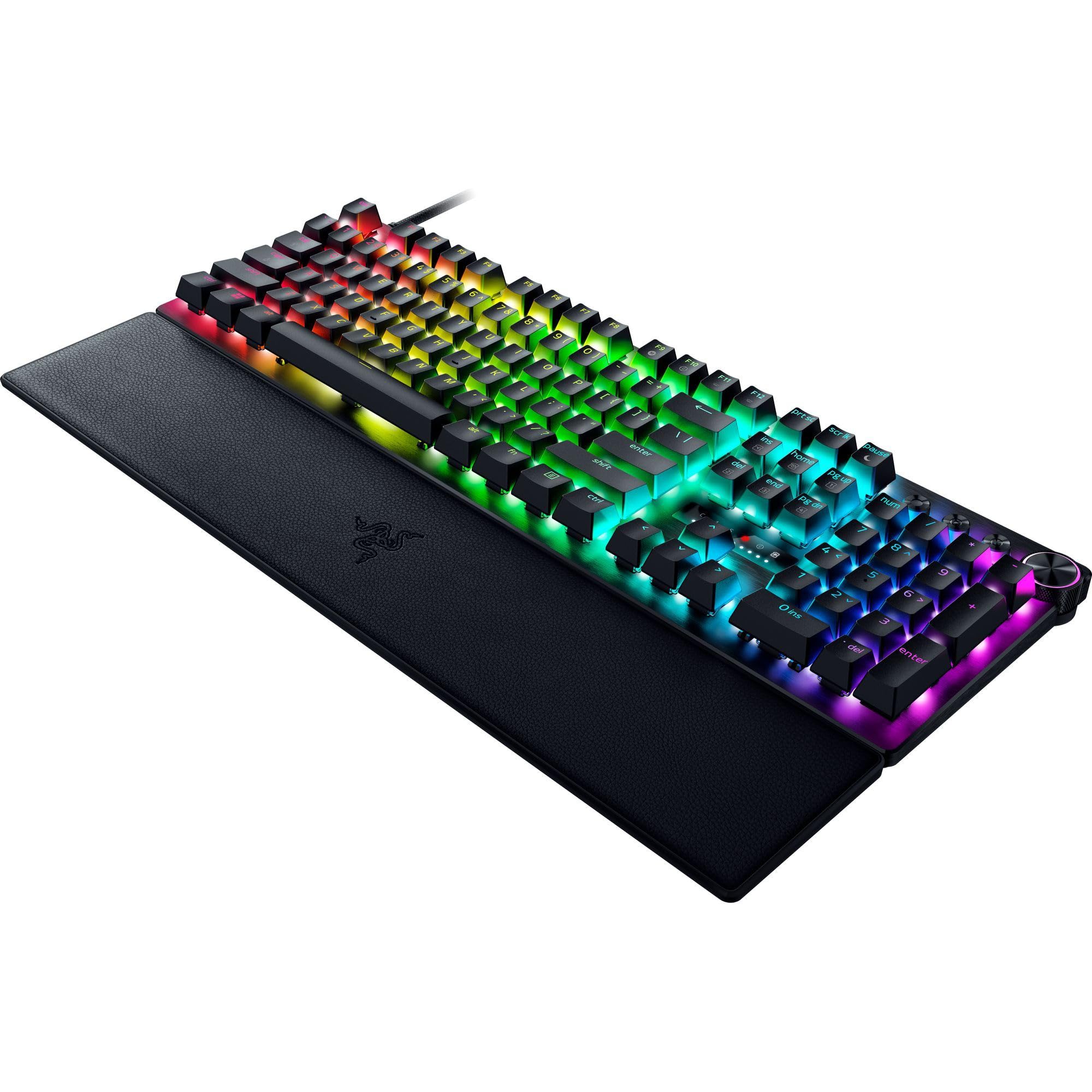 Razer Huntsman V3 Pro Esports Gaming Keyboard: Analog Optical Switches w/Rapid Trigger & Adjustable Actuation - Media Keys & Dial - Doubleshot PBT Keycaps - Aluminum Top Plate - Wrist Rest