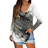 SCBFDI Long Sleeve Shirts for Women Marble Print Basic Spring Tops Fall Fashion Layering Slim Fit Y2K Tops Cropped Sweatshirt, Thermal Tops Womens