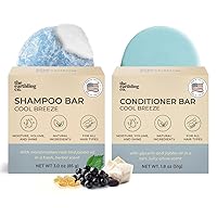 Shampoo & Conditioner Bar Set - Promote Growth, Strengthen & Volumize All Hair Types - Paraben & Sulfate Free formula with Natural Ingredients for Dry Hair (Cool Breeze)