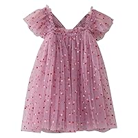 Toddler Girls Fly Sleeve Butterfly Dot Prints Tulle Dress Dance Party Princess Dresses Girls Animal Print Clothes