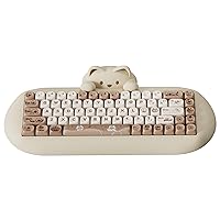 YUNZII C68 Wireless Mechanical Keyboard, 65% Gaming Keyboard Hot Swap,Triple Mode BT5.0/2.4G/Wired,RGB Backlit NKRO,Cute Cat Silicone Ergonomic Keyboard for Win/Mac（Milk Switch，Brown Cat