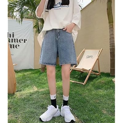 Knee-Length Denim Shorts High Waist Summer Harajuku Jean Bermuda Shorts Y2k  Baggy Biker Streetwear Korean Style Preppy Girls