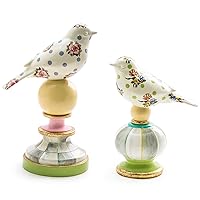 Bird Topiaries, Decorative Bird Decor for Living Room or Bedroom Table Decor, Set of 2, Wildflowers