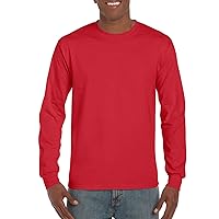 Gildan Men's Ultra Cotton Long Sleeve T-Shirt, Style G2400, Red, Medium