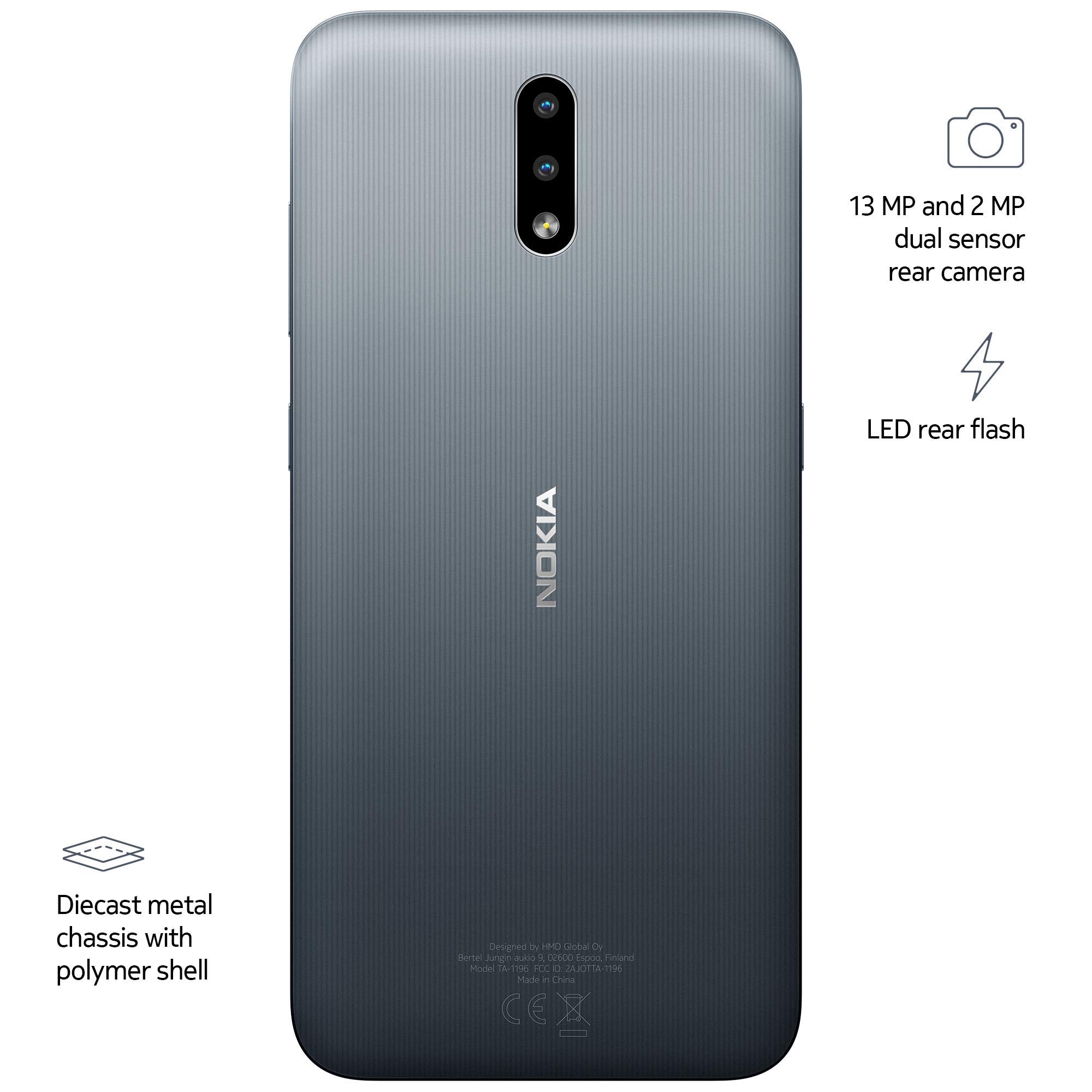 Nokia 2.3 Fully Unlocked Smartphone with AI-Powered Dual Camera and Android 10 Ready, Charcoal (AT&T/T-Mobile/Cricket/Tracfone/Simple Mobile)