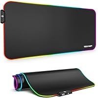 TECKNET RGB Gaming Mouse Pad, LED Soft Extra Extended Large Computer Keyboard and Mouse Mat, Mousepad with 12 Lighting Modes Waterproof Non-Slip Rubber Base for Gamer(31.5 x 15.7 Inch)