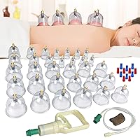 Cupping Therapy Set with Pump 32 Massage Cups Cupping Set Acupoint Massage Kit Professional Chinese Vacuum Suction Cups for Body Massage Pain Relief Cellulite Massager