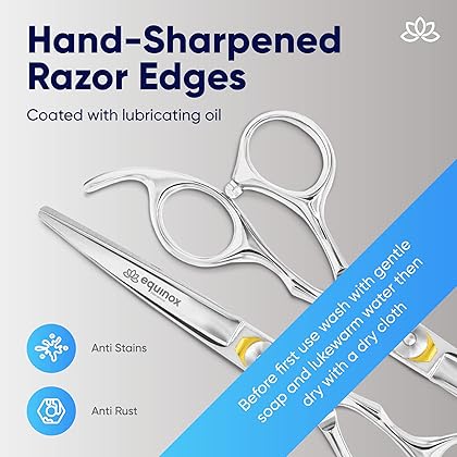 Equinox Professional Razor Edge Series Barber Hair Cutting Scissors - Japanese Stainless Steel Salon Scissors - 6.5” Overall Length - Fine Adjustment Tension Screw - Premium Shears for Hair Cutting