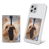 Cutest Yorkies Cell Phone Card Holder for Phone Case Stick On Card Wallet Sleeve Phone Pocket for Back of Phone