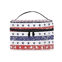Cosmetic Bag Vintage Stars And Stripes Blue Red Women Makeup Case Travel Storage Organizer