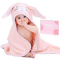 Baby Hooded Towel with Unique Animal Design Ultra Soft Thick Cotton Bath Towel for Newborn (Bunny)