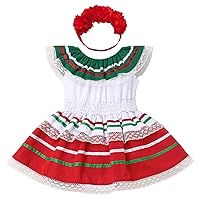 IMEKIS Baby Girl Mexican Fiesta 1st Birthday Outfit Romper Dress with Flower Headband Summer Cake Smash Photo Shoot
