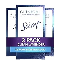 Secret Clinical Strength Antiperspirant and Deodorant for Women, 72 HR Odor Protection, Invisible Solid, Clean Lavender, 1.6 oz (Pack of 3)