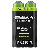 GilletteLabs Rapid Foaming Shave Gel for Men, 7oz (Pack of 2)