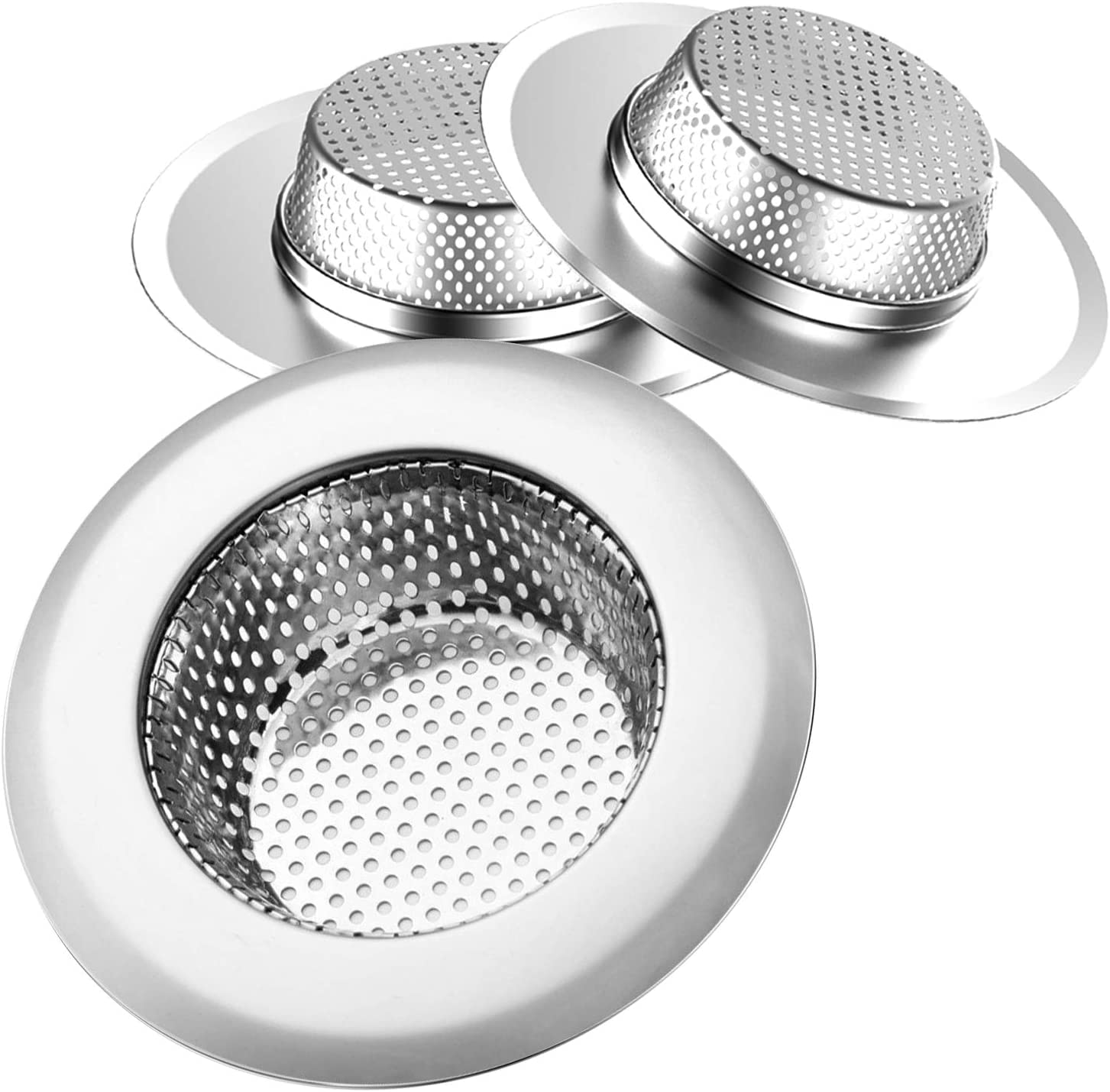 Helect 3-Pack Kitchen Sink Strainer Stainless Steel Drain Filter Strainer with Large Wide Rim 4.5