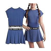 Reebok Girls’ Active Skirt Set – 2 Piece Performance T-Shirt and Tennis Skort – Butterfly Scooter Skirt with Liner (7-12)