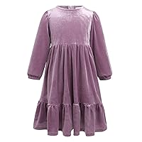 Little Girls Velvet Dress for Kids Princess Vintage Dresses Christmas Party Casual Fall Winter Outfit