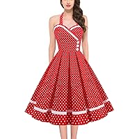 Women's Casual Dresses, Vintage Patchwork Receive Waist Large Swing 50S Dress Skirt Maxi Dress with Sleeves
