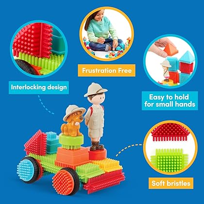 Bristle Blocks by Battat – The Official Bristle Blocks – 85 Pieces in a Carry Case – STEM Creativity Building Toys for Dexterity and Fine Motricity – BPA Free 2 years +, multi (3073Z)