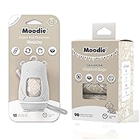 Teddy Bear Diaper Bag Dispenser w/Silicon Strap (CLOUDY GREY) & 6 Refill Roll PACK (UNSCENTED - 105 Bags TOTAL) | Diaper Bag Essential Items