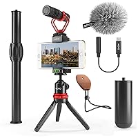 Movo VXR10+ Smartphone Video Rig with USB Type-C dongle, Mini Tripod, Phone Grip, and Video Mic Compatible with Android and iPhone - for YouTube, TIK Tok, Filming, Vlogging