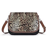 Desheze Crossbody Bag For Women Brown Leopard Shoulder Bag For Girls Large Tote Bag Leather Handbag Print Purse Wallet 31x22x11cm