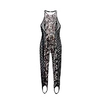womens Cold-hearted Snake High-neck Lace Catsuit