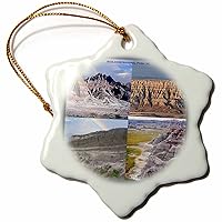 3dRose Scenic Rock Formation Collage, Badlands National Park, Sc Snowflake Ornament, 3