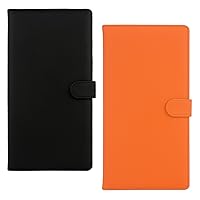 Car Registration and Insurance Holder, 2 Pack Leather Vehicle Glove Box Organizer with Magnetic Shut for Document, Cards, Driver License, Black and Orange Bundle