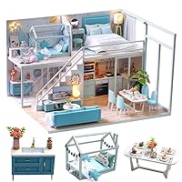 CUTEBEE Dollhouse Miniature with Furniture, DIY Dollhouse Kit Plus Dust Proof and Music Movement, 1:24 Scale Creative Room for Valentine's Day Gift Idea(Poetic Life)