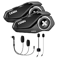 LEXIN G2P Motorcycle Bluetooth Headset, 6 DIY Shells Group Intercom Communication System, Bundle with Type-C Audio Set (36mm)