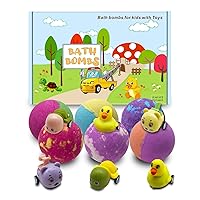 7 Oz Bath Bombs for Kids with Toys Inside Pull-Back Car Surprise 6 Pack Natural Bubble Bath Bombs for Boys Girls with Roll-Back Animal Car Birthday Chirstmas Gift Kit for Child
