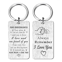 Granddaughter Gifts Keychain, I Love You Granddaughter Gifts, Proud of Granddaughter Birthday Gifts Mothers Day Christmas Key Chain, Granddaughter Xmas Present