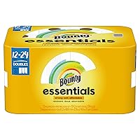 Bounty Essentials Select-A-Size Paper Towels, White, 12 Double Rolls = 24 Regular Rolls, 12 Count