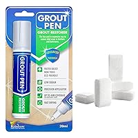 Grout Pen Tile Paint Marker: Winter Grey with 5 Pack Replacement Tips (Wide, 15mm) - Waterproof Grout Colorant and Sealer Pen to Renew, Repair, and Refresh Tile Grout - Cleaner Coating Stain Pens