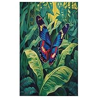 Butterfly Animal Leaf Background Kitchen Towels and Dishcloths Sets of 4 Summer Cocina Decorative Hand Towel Absorbent Dish Rags for Washing Dishes Drying Washcloths for Home Bar & Tea