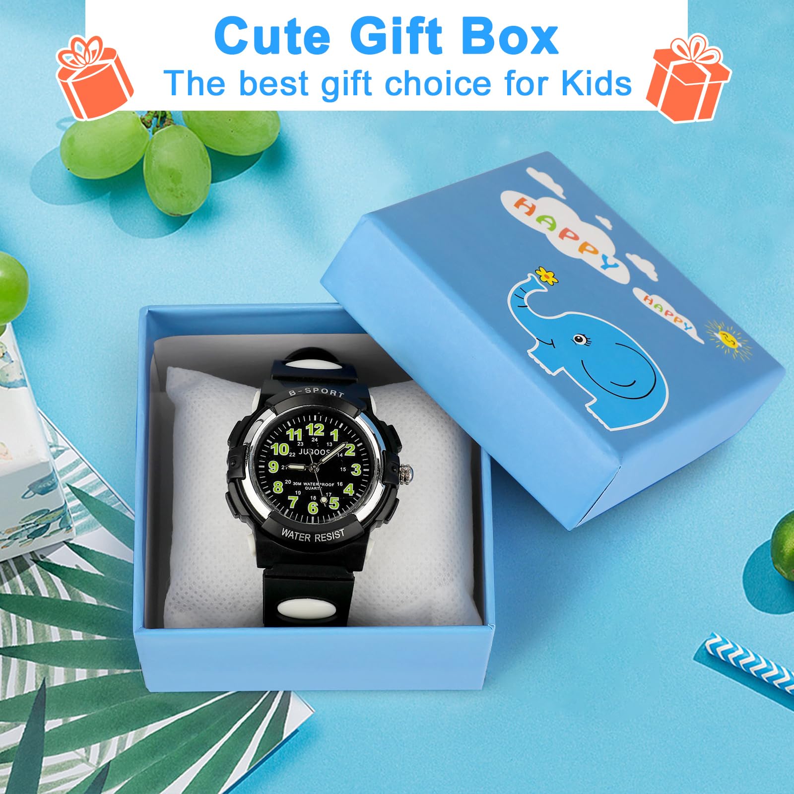 CKV Kids Watch for Boys Girls Ages 5-12, Waterproof Time Teacher Easy to Read Analog Sport Outdoor Children Watches with Soft Band for Kids Gift