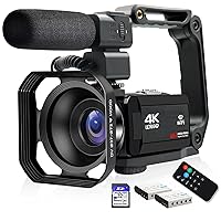 4K Video Camera Camcorder, lovpo 48MP UHD IR Night Vision WiFi Vlogging Camera for YouTube, 18X Zoom 3